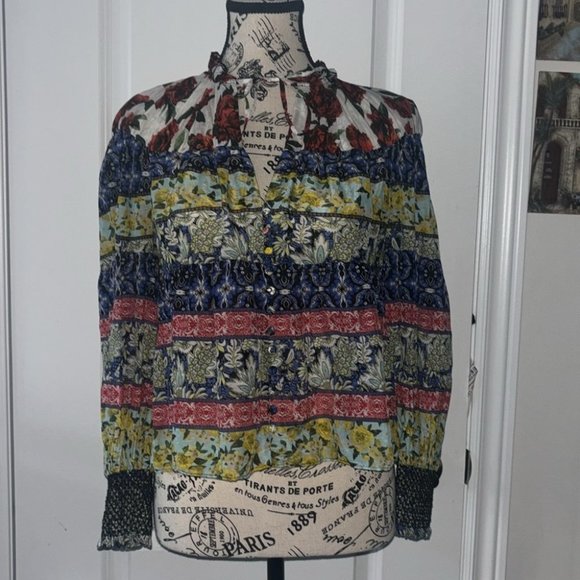 Alice + Olivia Printed Tie Neck Silk Blend Blouse - Picture 2 of 11